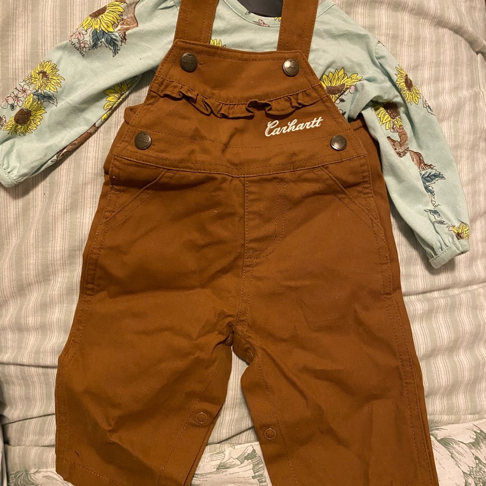 Carhartt Kids Overalls in Warm Brown